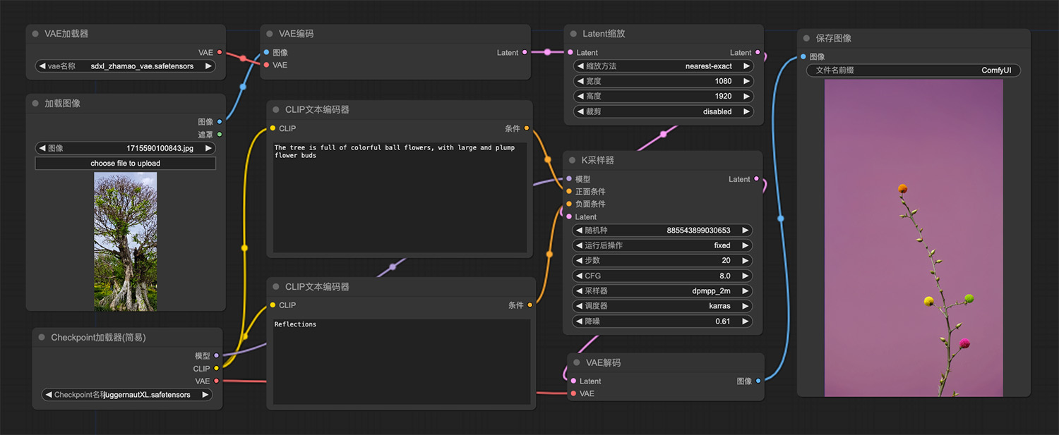 五颜六色的球花comfyui工作流