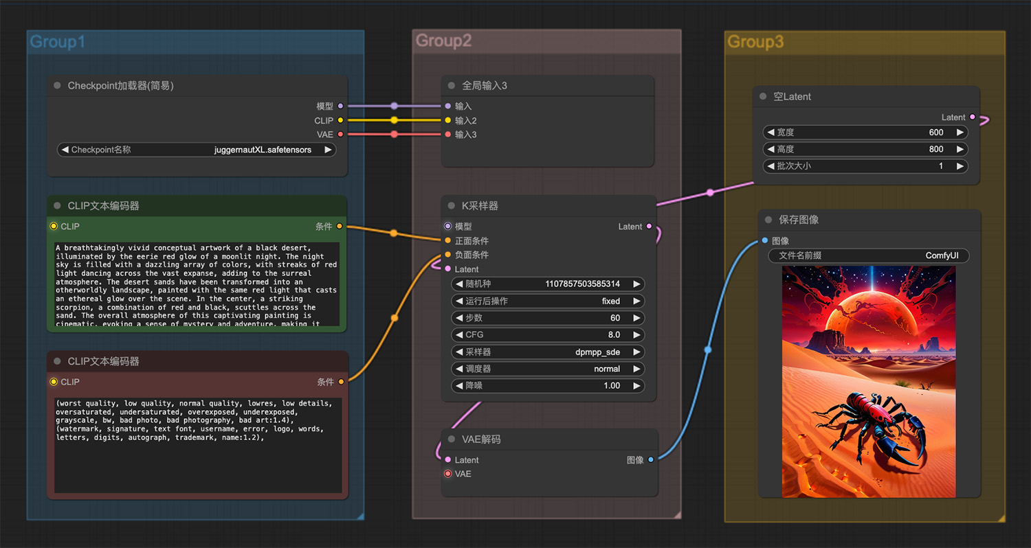 ComfyUI入门,ai工作流,ComfyUI绘画,ai提示词,蝎子