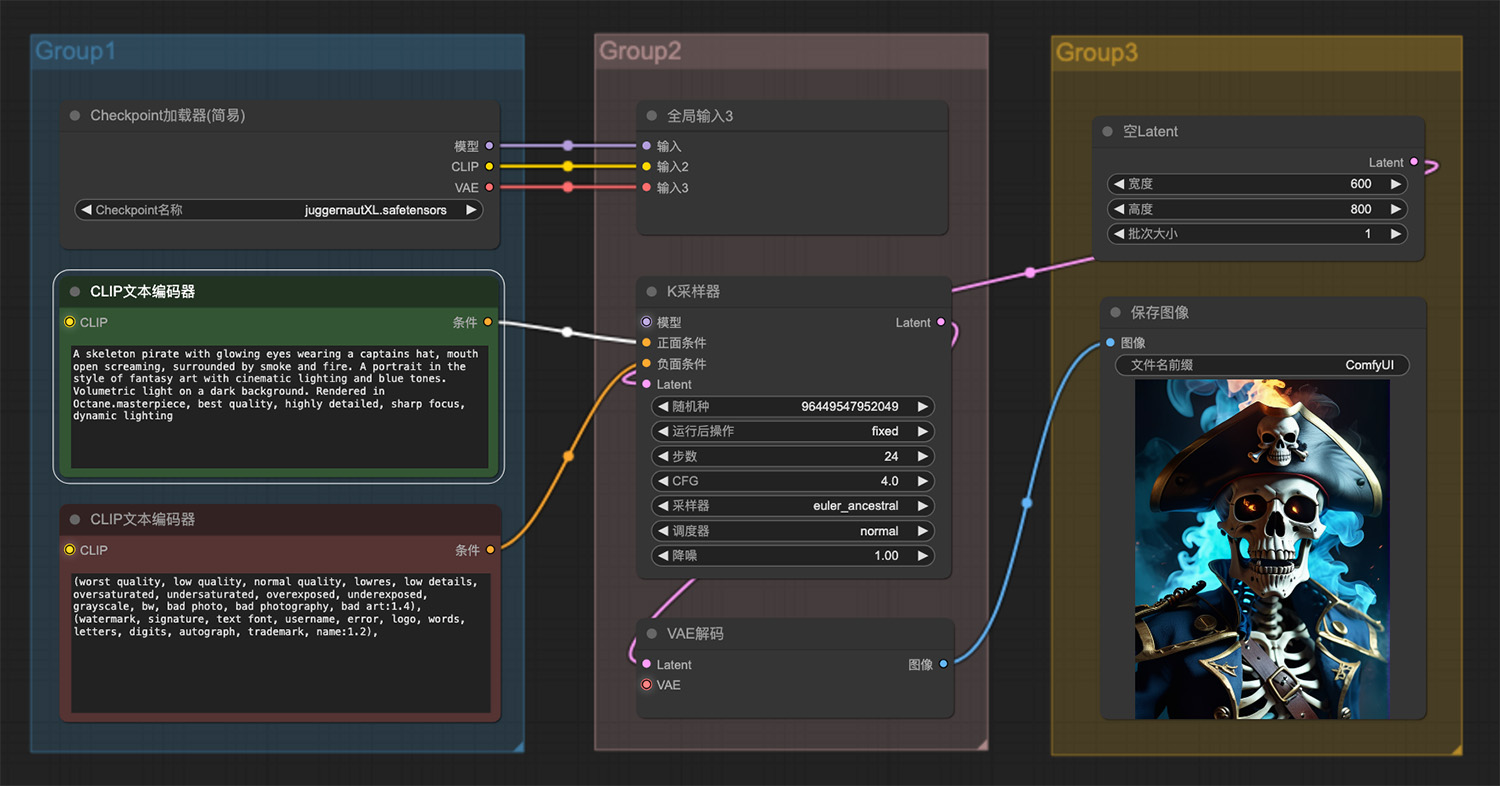 一个骷髅海盗船长ComfyUI工作流
