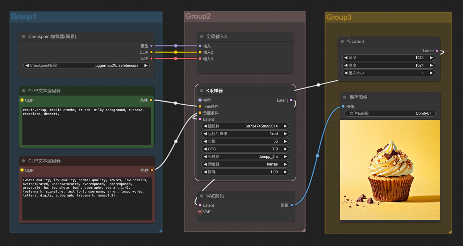 一个纸杯蛋糕ComfyUI工作流