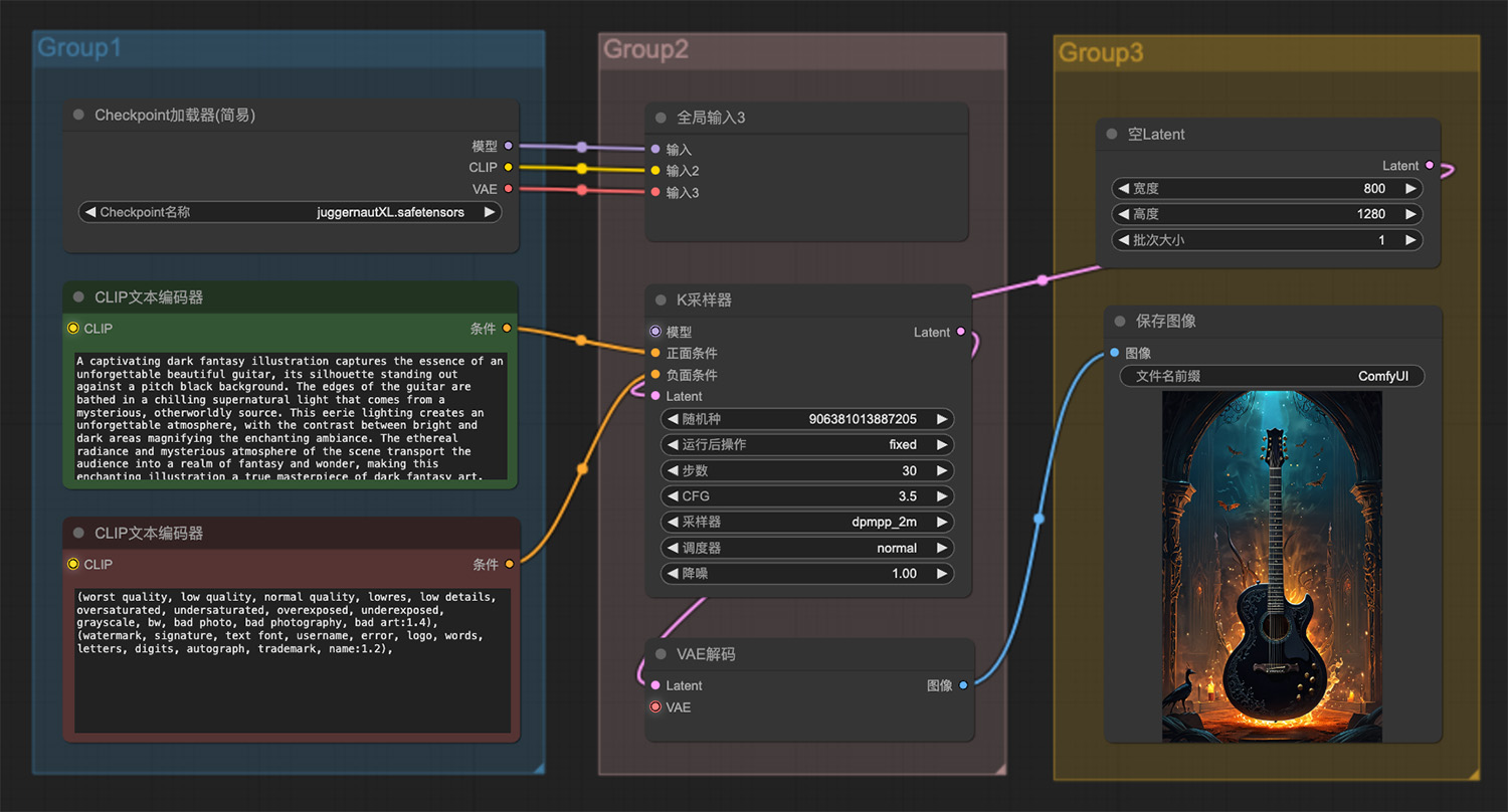 一把令人难忘的美丽吉他ComfyUI工作流