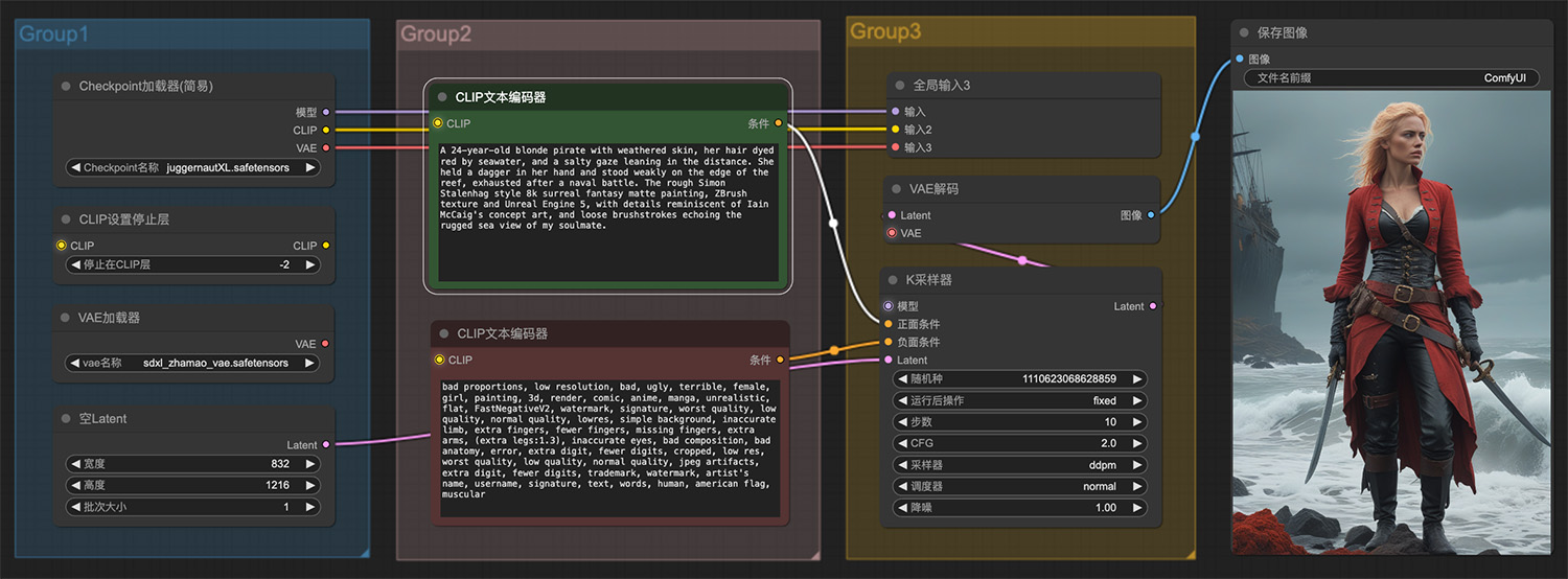 一位24岁的金发女海盗ComfyUI工作流