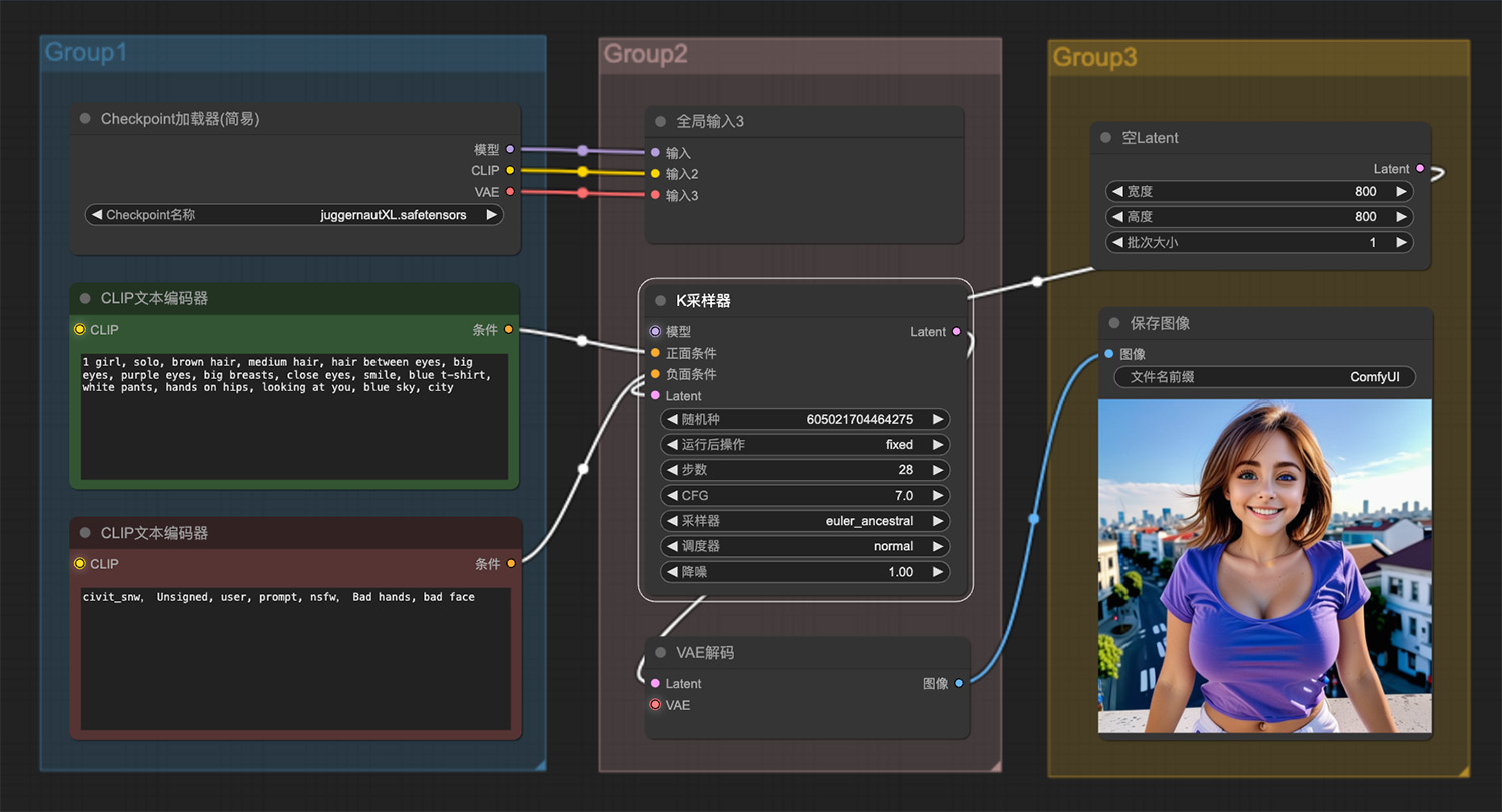 1个很漂亮的单身小女孩ComfyUI工作流