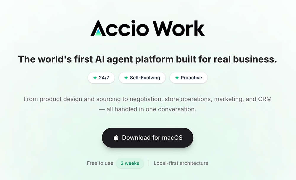 Accio Work官网：支持Gmail、Instagram等48个应用授权