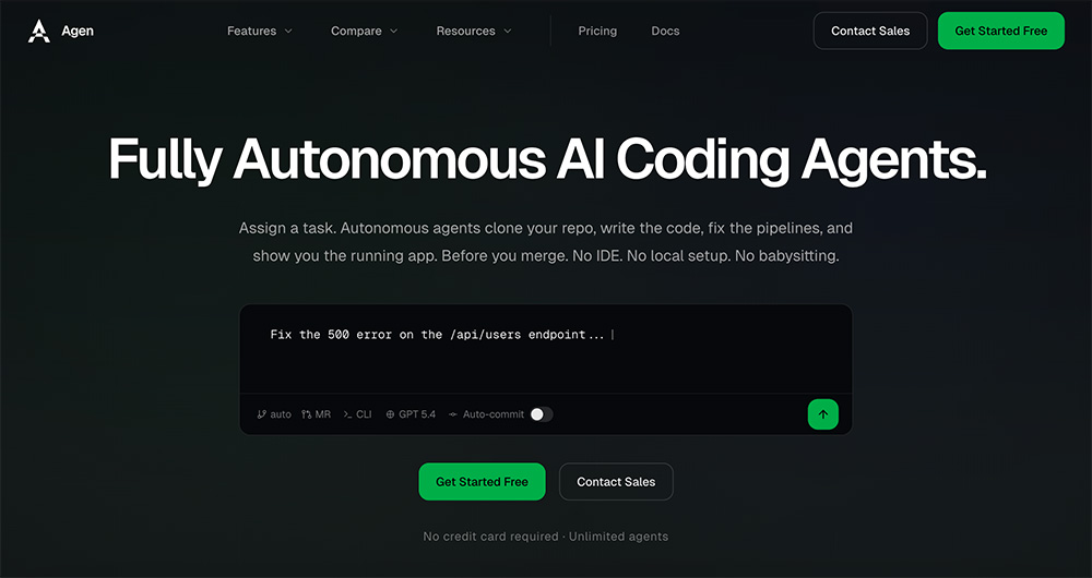 Agen官网：云端全自主AI编码代理软件