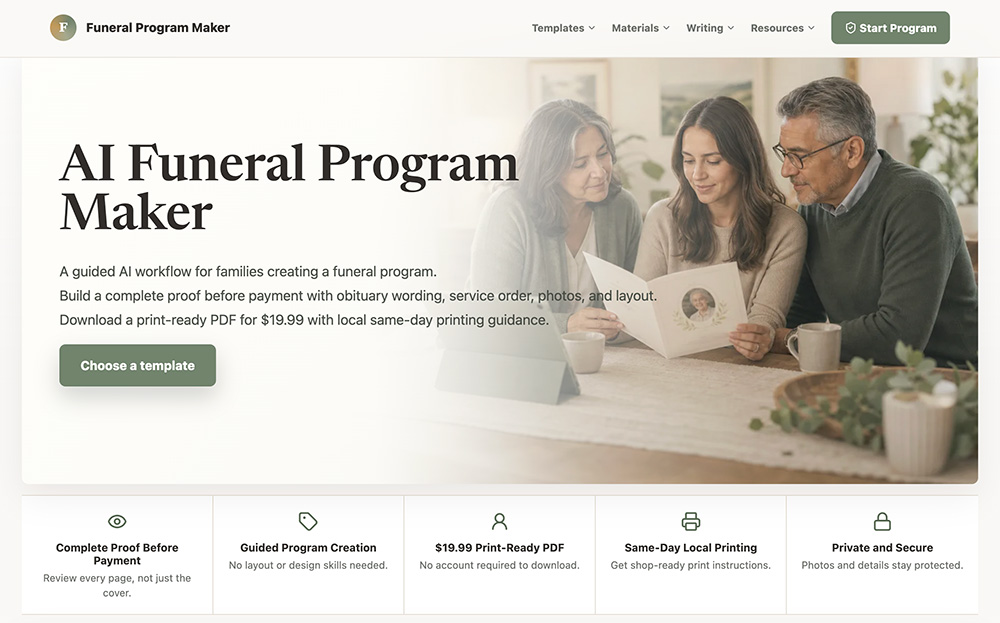 AI Funeral Program Maker官网插图