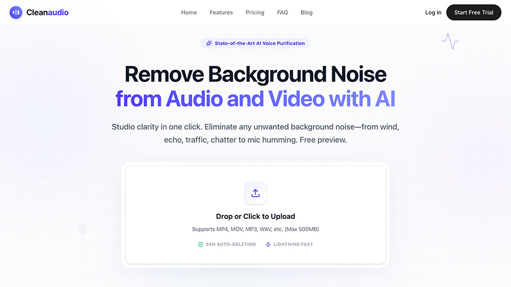 CleanAudio｜AI在线音视频人声降噪净化工具