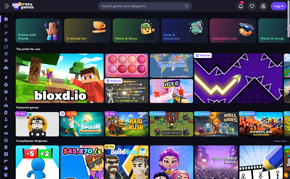 CrazyGames官网：全球顶流免费网页游戏库