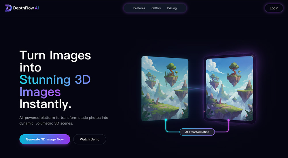 DepthFlow AI官网：2D转3D动态渲染平台