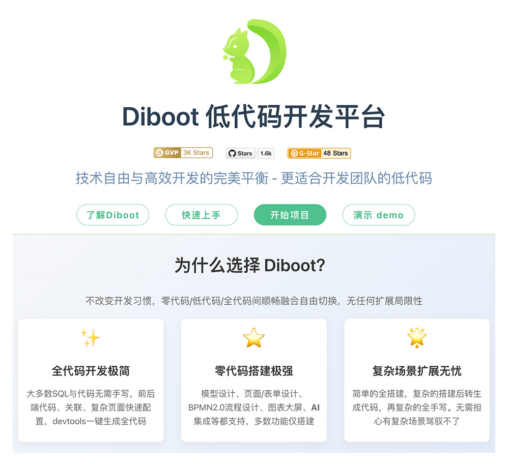 Diboot官网：企业级低代码开发平台