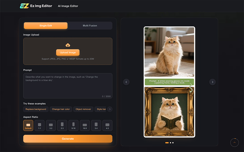 Ez Img Editor：免费网页端AI图片编辑工具