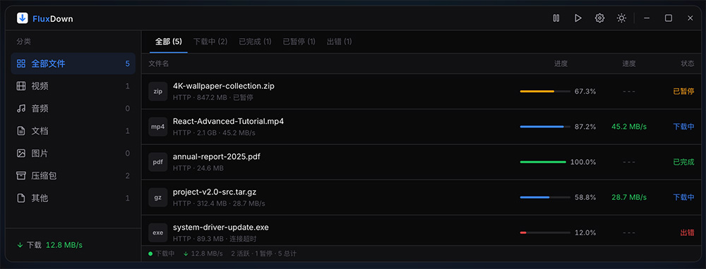 FluxDown官网：一款开源免费下载管理器