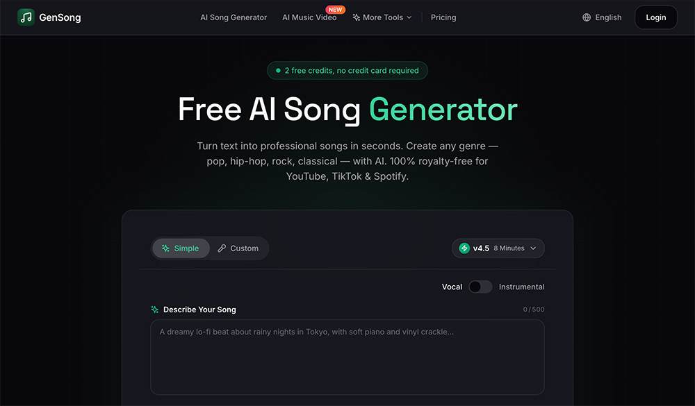GenSong官网：AI在线音乐创作平台