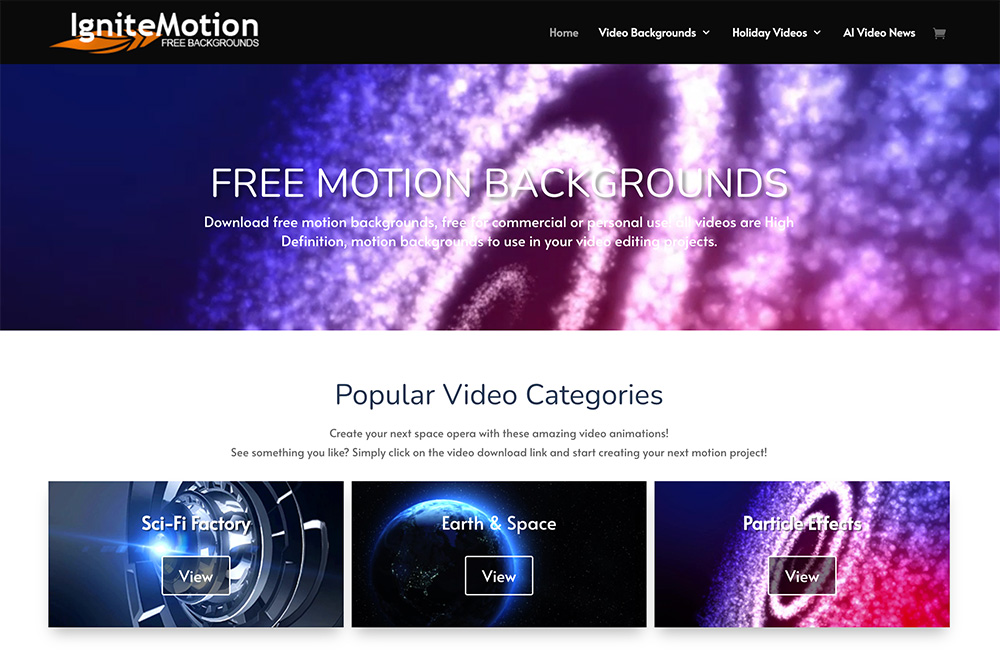 IgniteMotion:一个免费可商用的动态背景视频素材网站