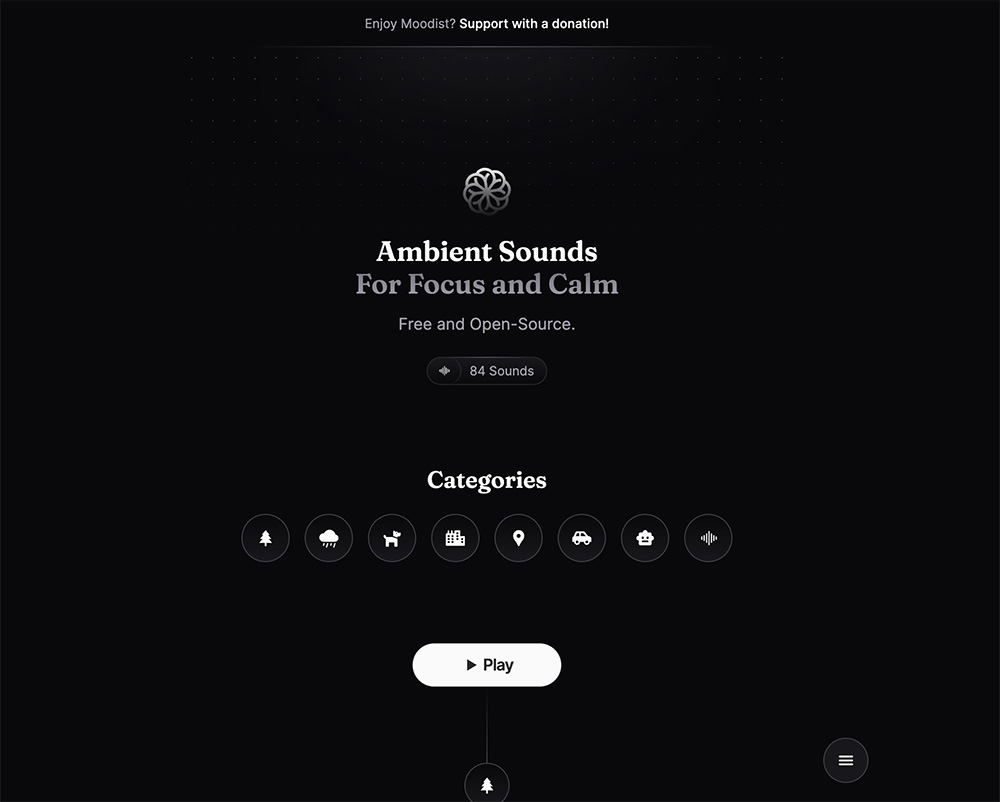 Moodist：无广告的在线环境音与白噪音工具