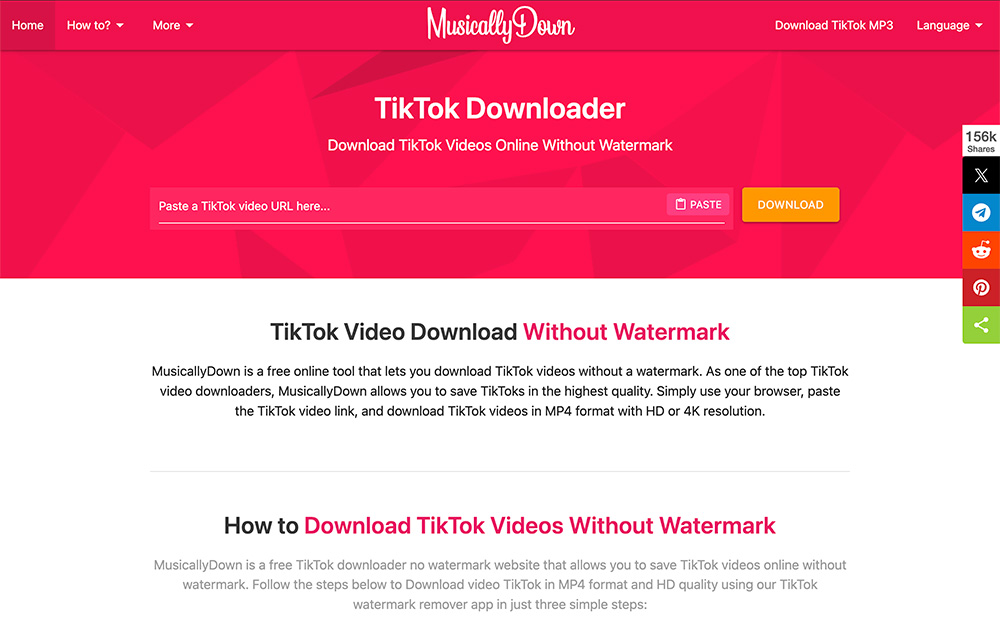 MusicallyDown — TikTok无水印视频&音频在线下载器具