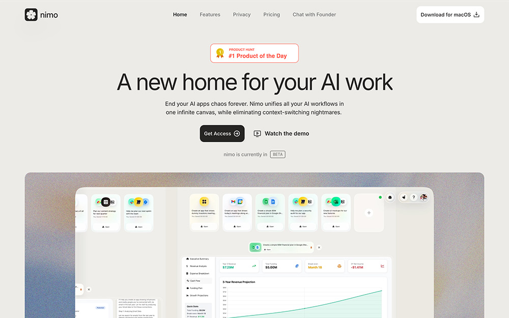 Nimo:一个将所有AI应用和工具整合到一个画布上的平台