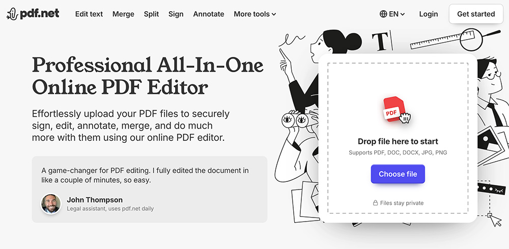 pdf.net：全能在线PDF处理工具