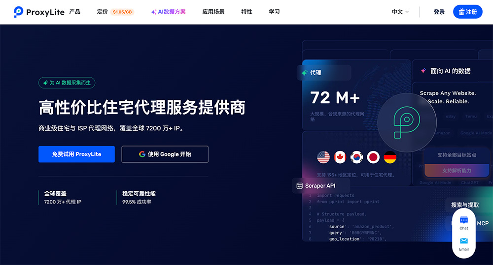 ProxyLite官网：全球化IP代理服务商
