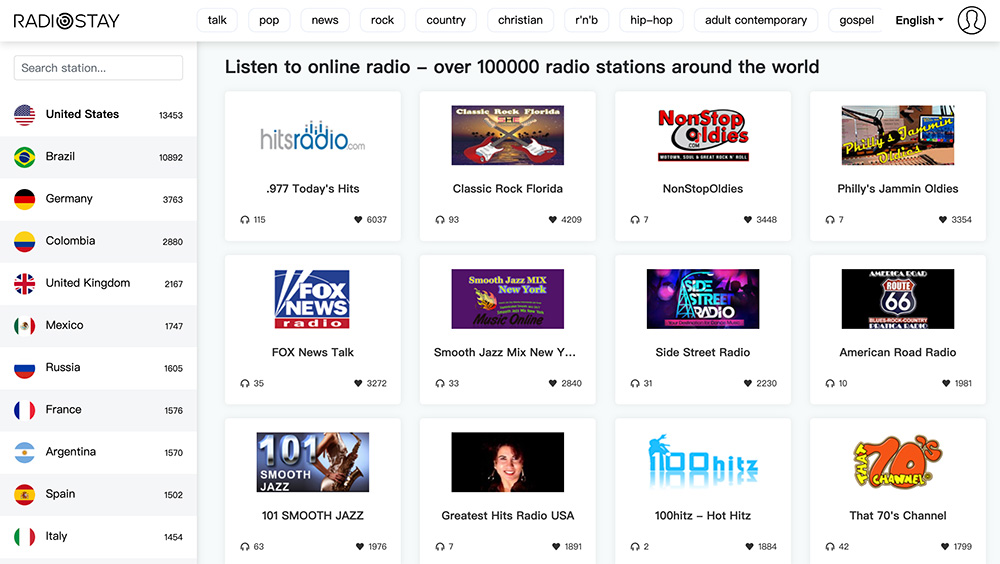 RadioStay官网：全球免费在线电台聚合平台