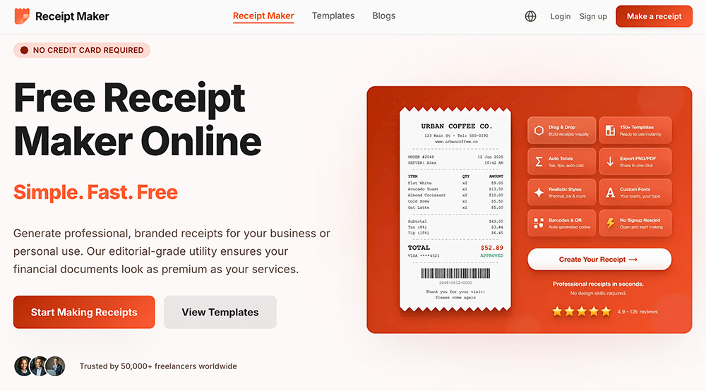 Receipt Maker：免费在线收据生成工具