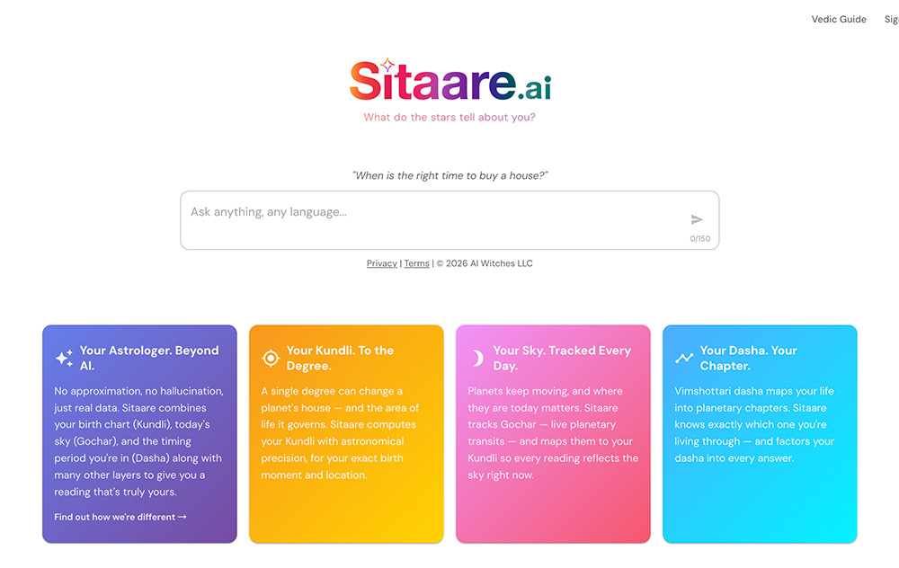 Sitaare AI交互式吠陀占星智能平台