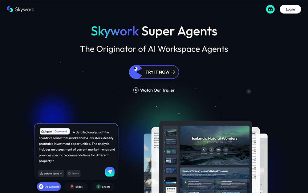 Skywork：昆仑万维集团天工团队开发的一款超级AI智能体