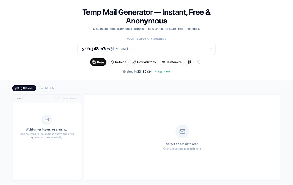 Temp Mail Generator官网插图