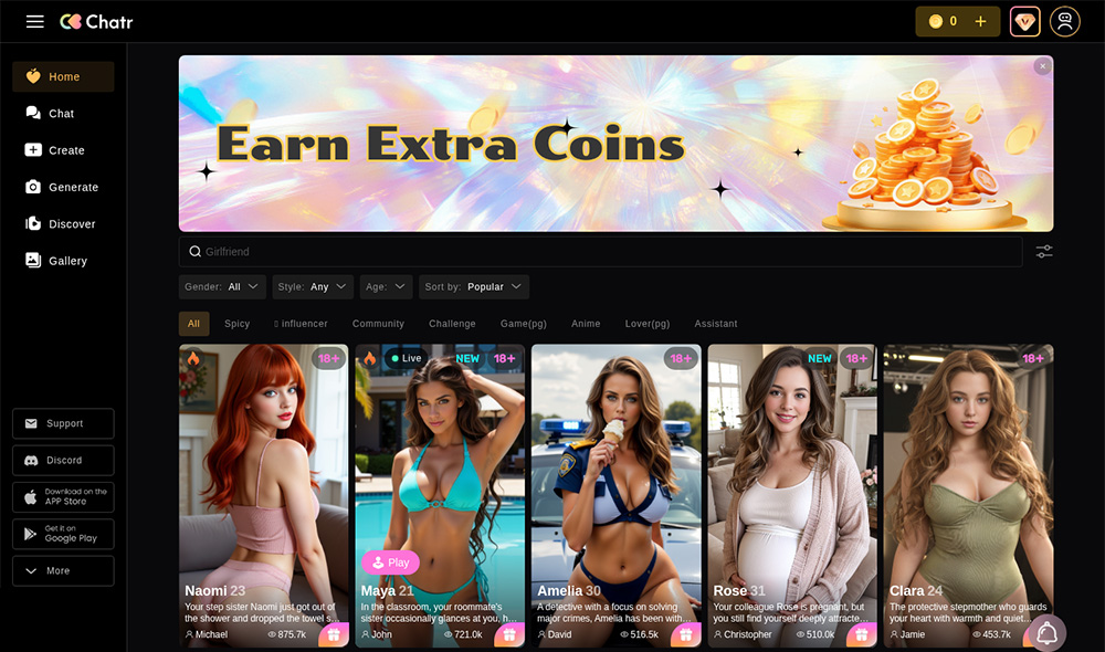 Chatr AI官网：一款主打沉浸式聊天互动的网页产品