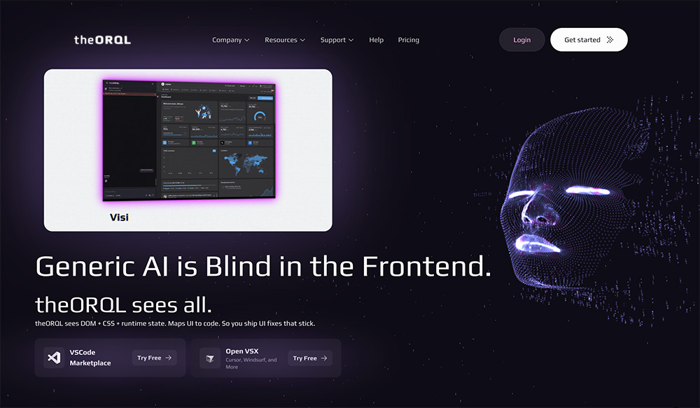 theORQL官网：具备视觉感知能力的前端AI编程工具