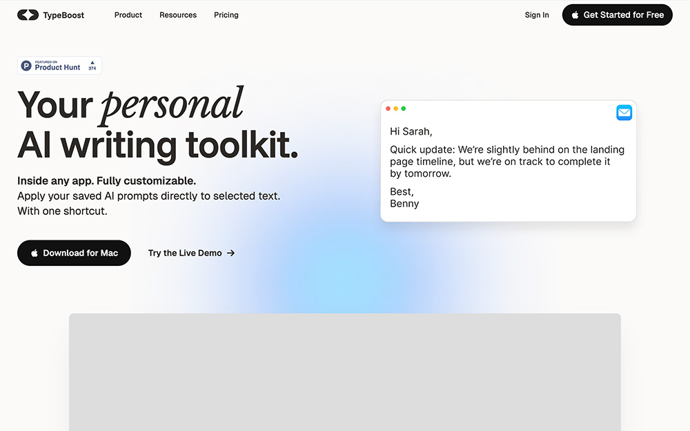 TypeBoost官网:Mac系统专属个人AI写作辅助工具包