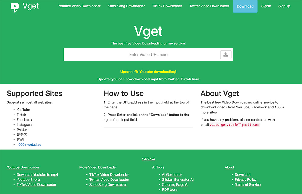 Vget — 免费在线全网视频解析下载工具