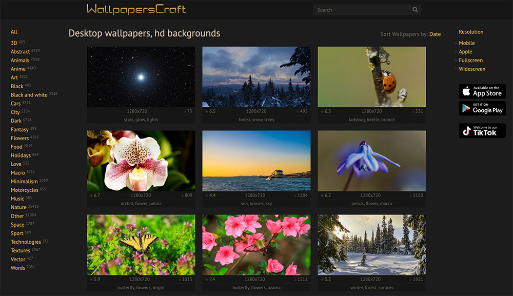 WallpapersCraft官网：全球知名的免费高清壁纸平台