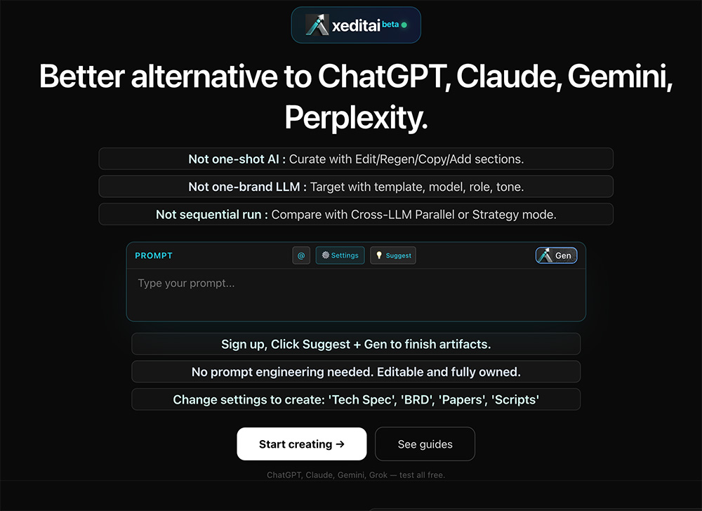 xeditai官网：一款多模型聚合式生成式AI工作台
